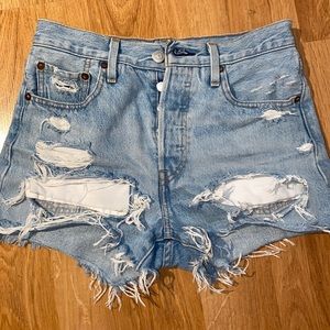 Distressed Denim Shorts